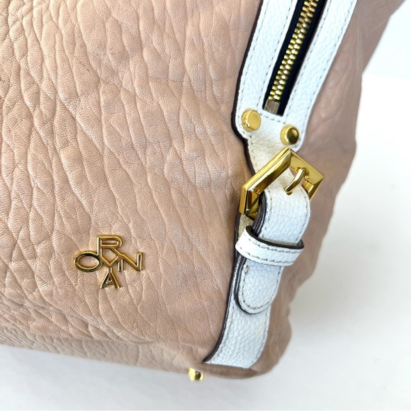 orYANY Tegan Beige Cream Pebbled Leather Front Zip Pockets Large Shoulder Tote - Picture 8 of 16